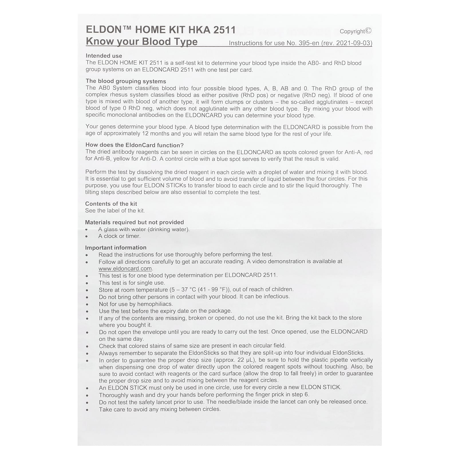 D'adamo, Eldon Blood Typing Kit, 1 Kit