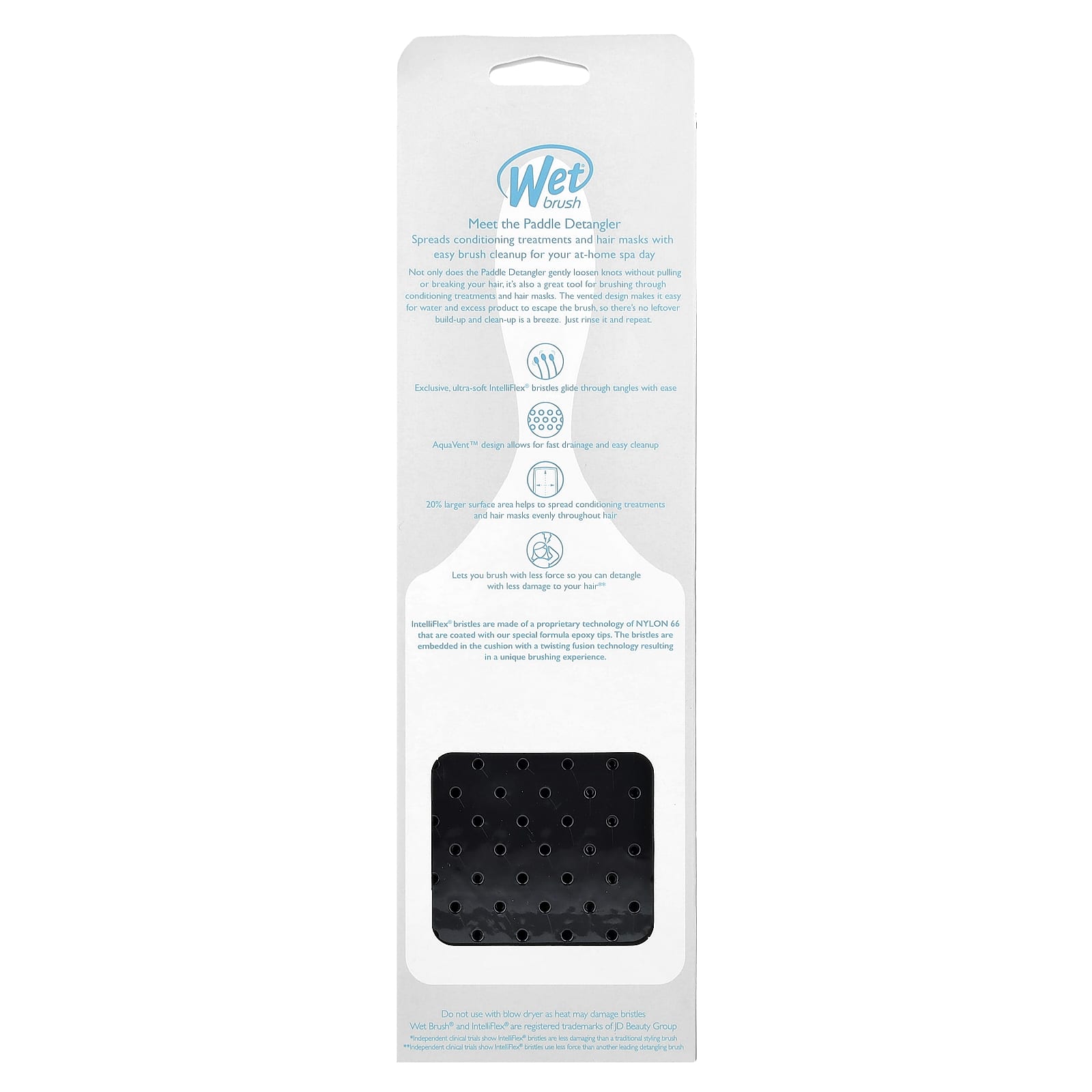 Wet Brush, Paddle Detangler, All Hair Types, Black, 1 Brush