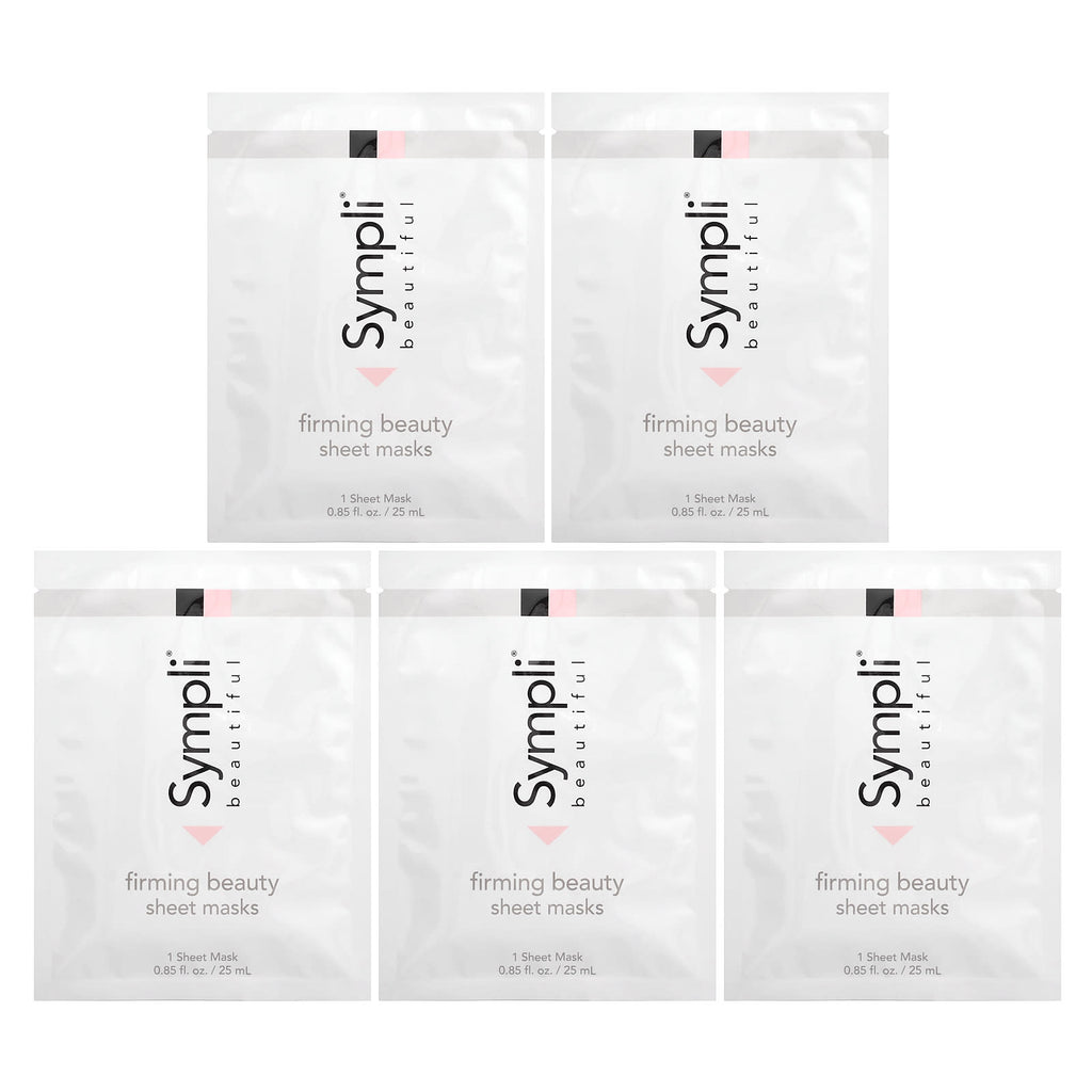 Sympli Beautiful, Firming Beauty Sheet Mask, 5 Sheet Masks, 0.85 fl oz (25 ml) Each