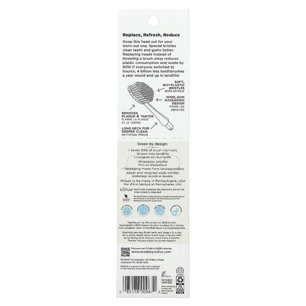 RADIUS, Brush Head Replacement, Soft, 2 Pack