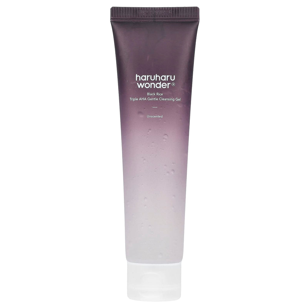 Haruharu, Wonder®, Black Rice Triple AHA Gentle Cleansing Gel, Unscented, 3.38 fl oz (100 ml)