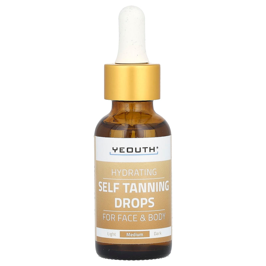 YEOUTH, Hydrating Self Tanning Drops, For Face & Body, Medium, 1 fl oz (30 ml)