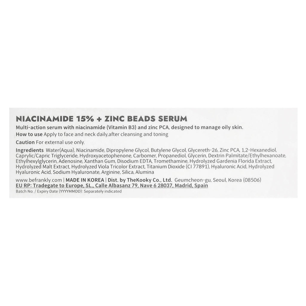 Frankly, Niacinamide 15% + Zinc Beads Serum, 1 fl oz (30 ml)
