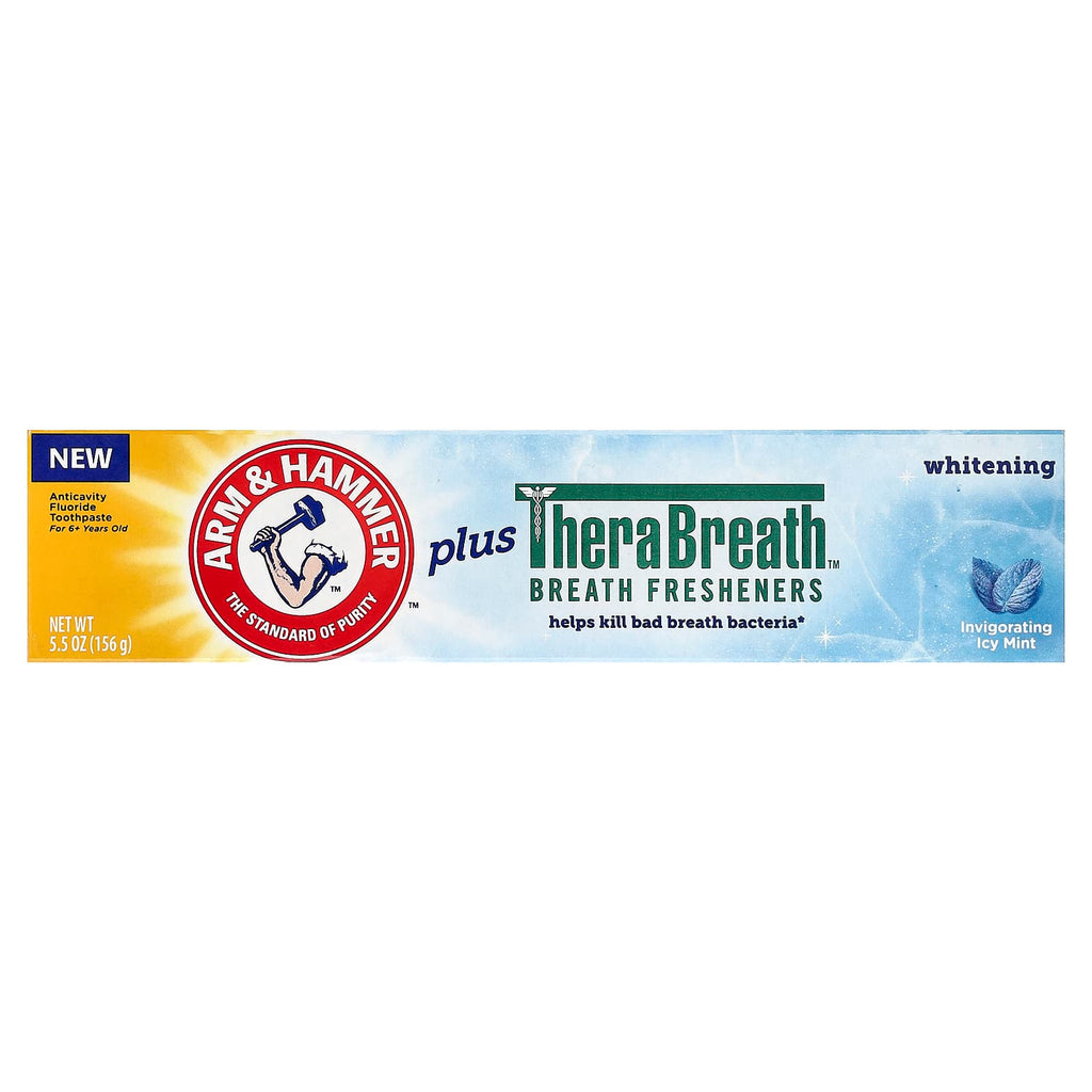 Arm & Hammer, TheraBreath™ Breath Fresheners, Anticavity Fluoride Toothpaste, Whitening, Invigorating Icy Mint, 5.5 oz (156 g)