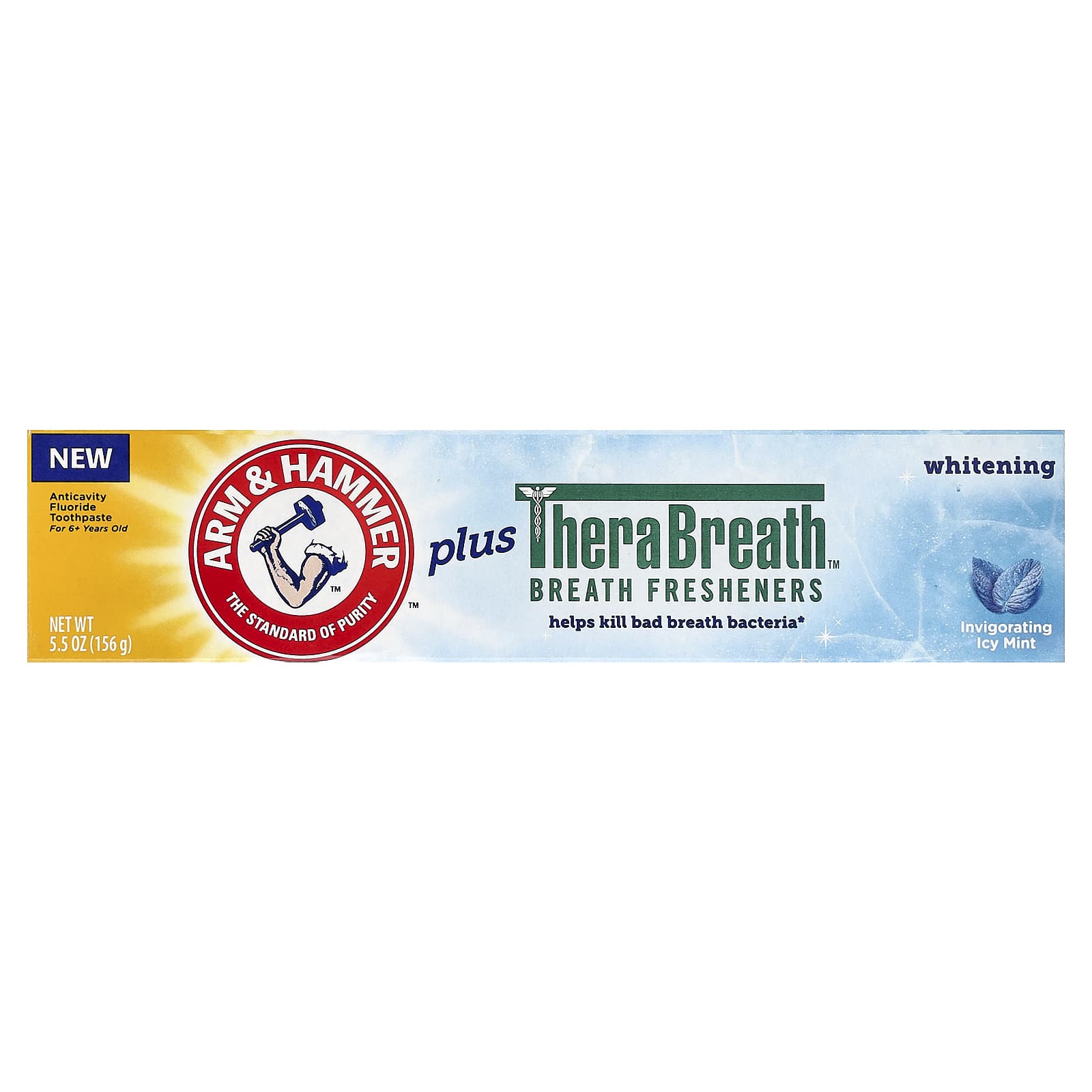 Arm & Hammer, TheraBreath™ Breath Fresheners, Anticavity Fluoride Toothpaste, Whitening, Invigorating Icy Mint, 5.5 oz (156 g)