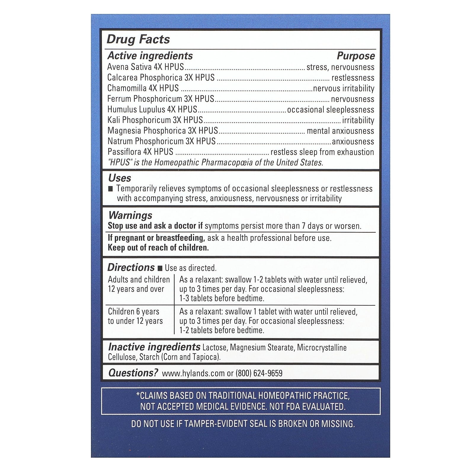 Hyland's Naturals, Calms Forté®, 50 Tablets