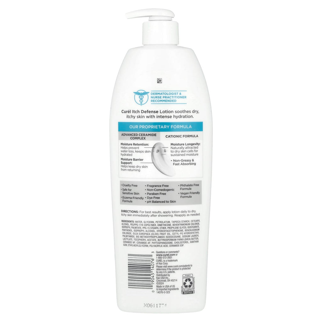 Curel, Itch Defense, Soothing Lotion for Dry, Itchy Skin, Fragrance Free, 20 fl oz (591 ml)