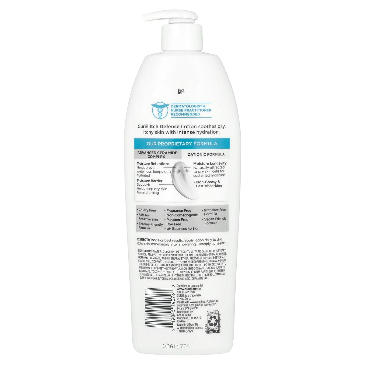 Curel, Itch Defense, Soothing Lotion for Dry, Itchy Skin, Fragrance Free, 20 fl oz (591 ml)