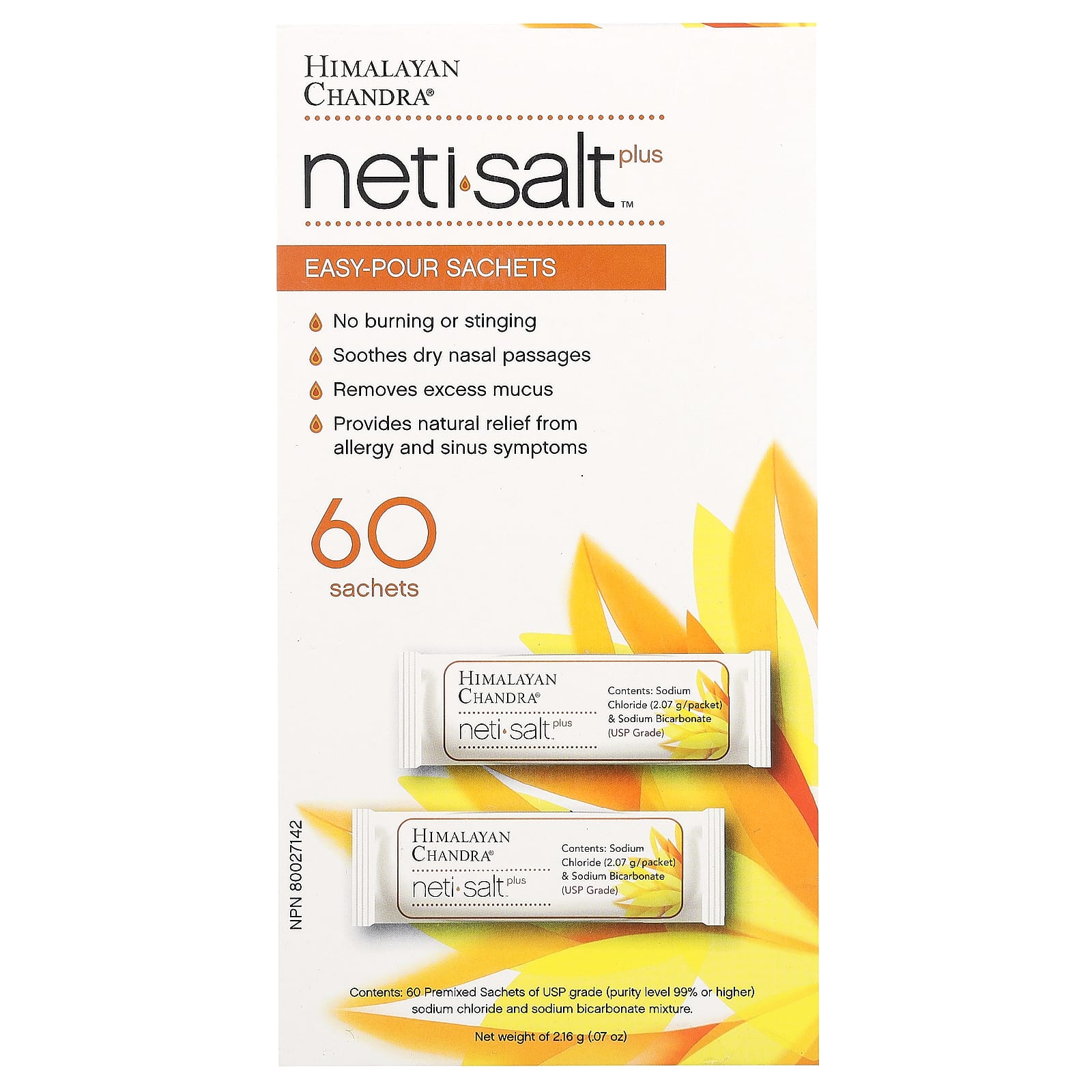 Himalayan Chandra, Neti Salt Plus, Easy-Pour Sachets , 60 Sachets, 0.07 oz (2.16 g)