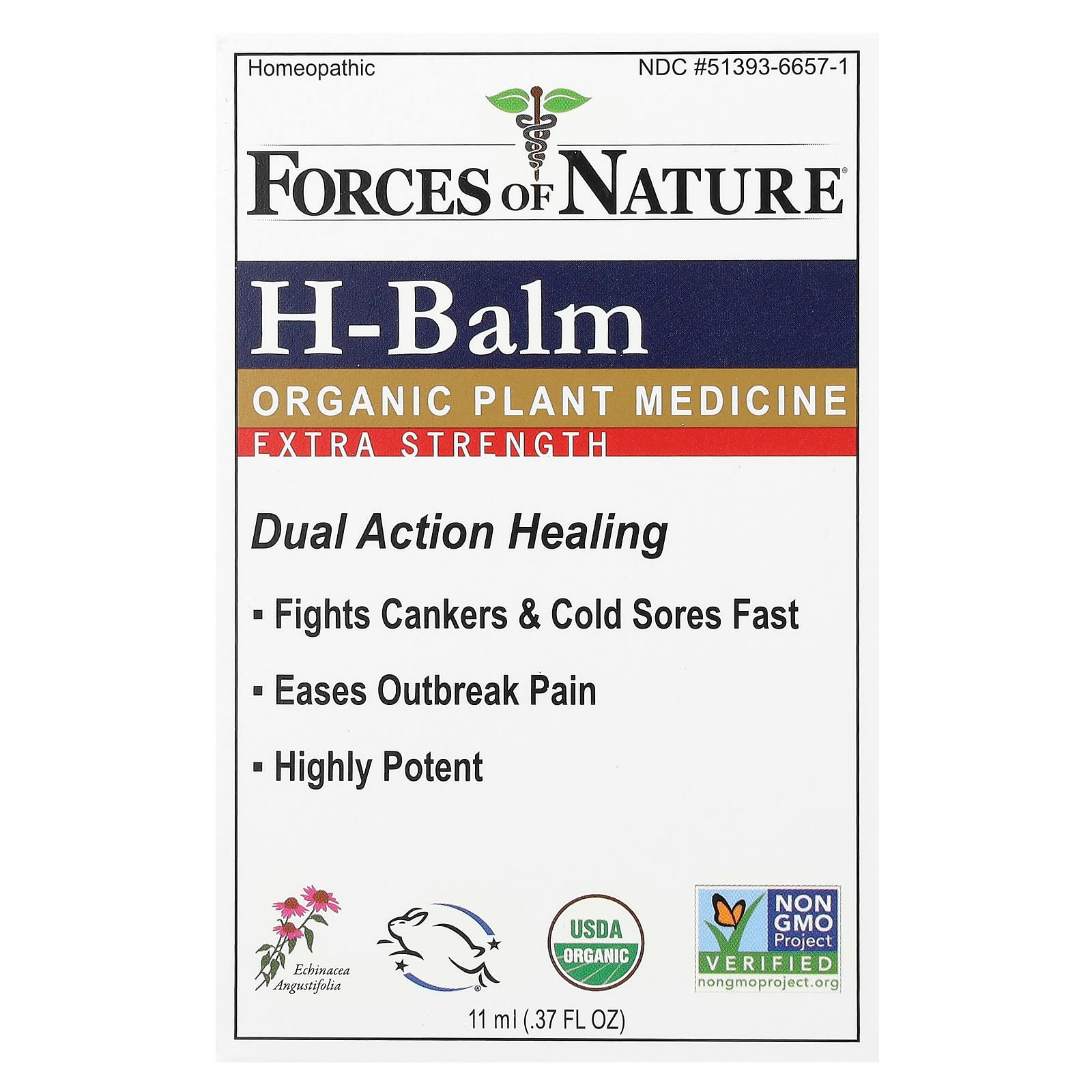 Forces of Nature, H-Balm, Organic Plant Medicine, 0.37 fl oz (11 ml)