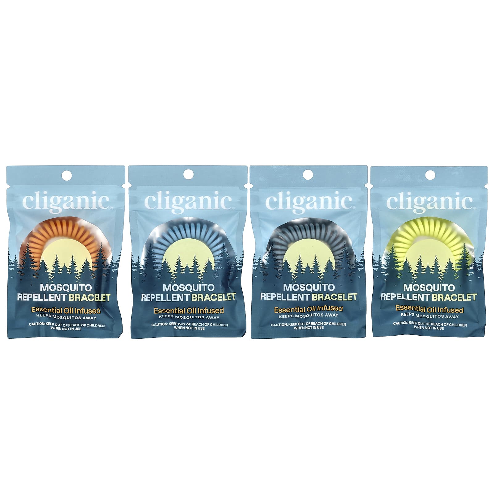 Cliganic, Mosquito Repellent Bracelet, One Size Fits All, 5 Individually Wrapped Bracelets