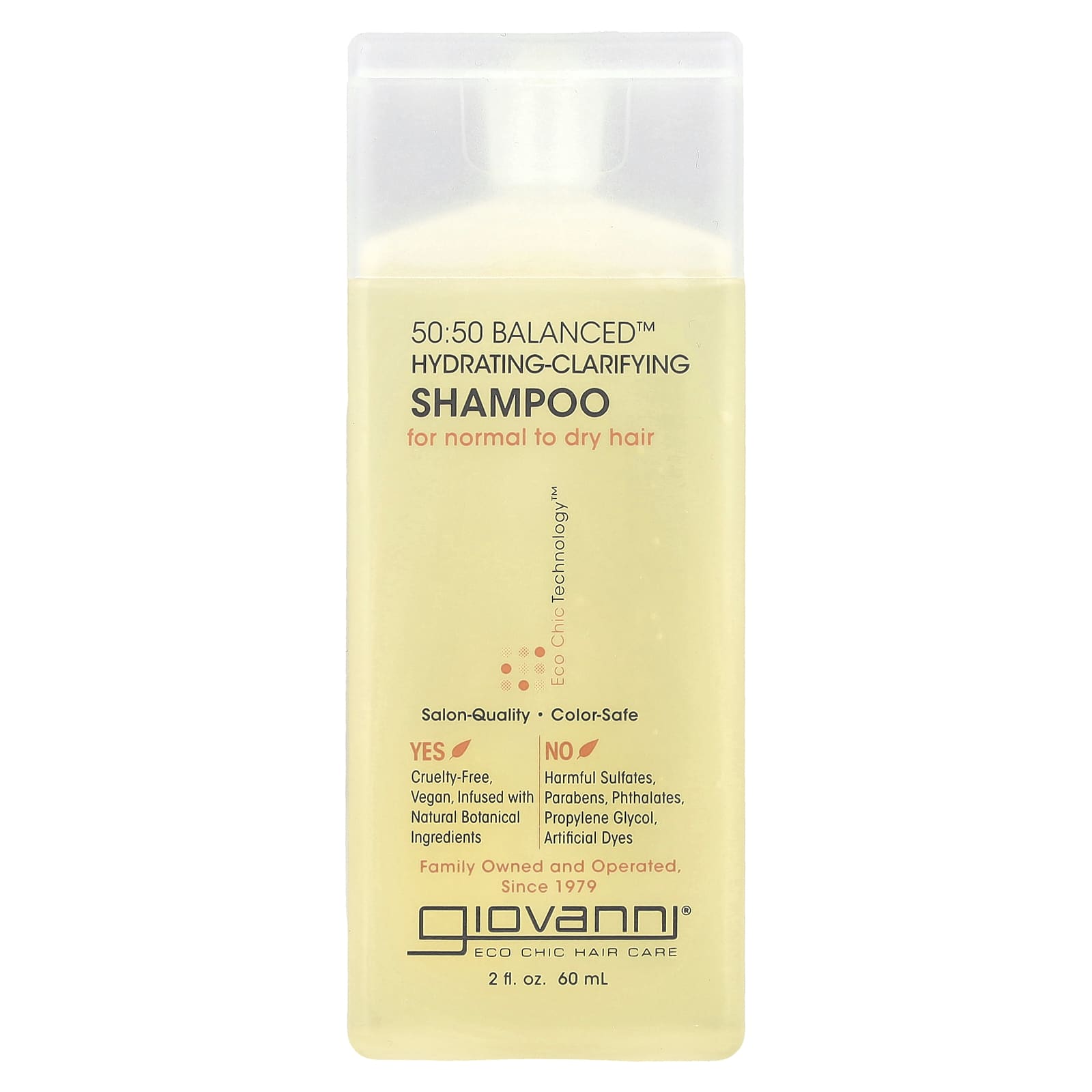 Giovanni, 50:50 Balanced™, Hydrating-Clarifying Shampoo, For Normal to Dry Hair, 2 fl oz (60 ml)