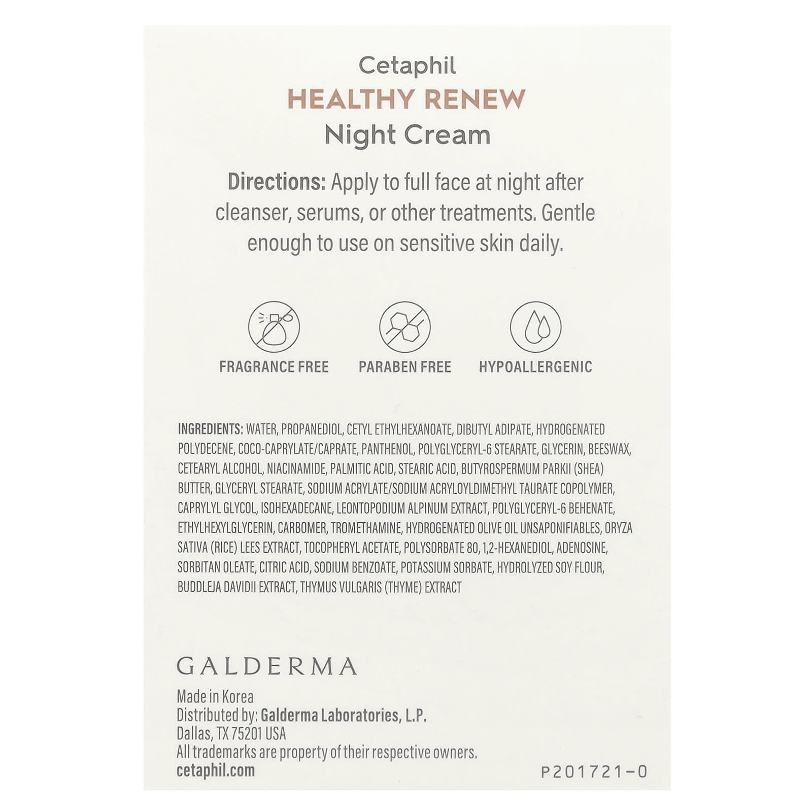 Cetaphil, Healthy Renew, Night Cream, Fragrance Free, 1.7 oz (48 g)