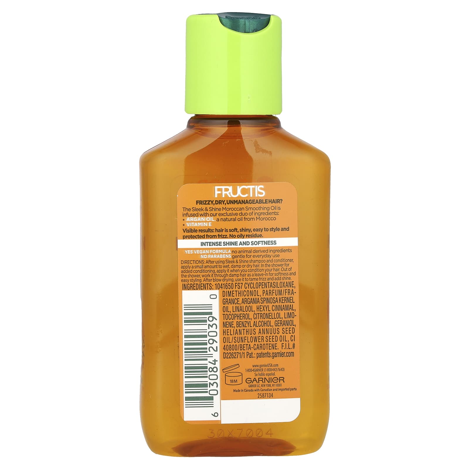 Garnier, Fructis, Sleek & Shine, Moroccan Sleek Smoothing Oil, 3.8 fl oz (111 ml)