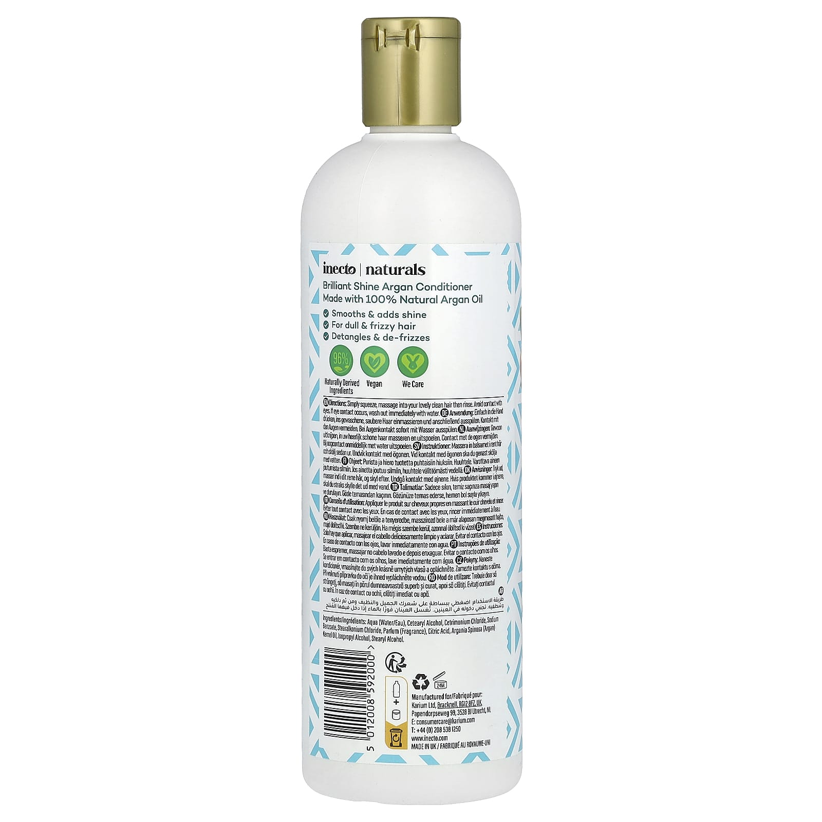 Inecto, Argan Conditioner, Brilliant Shine, Dull, Frizzy Hair , 16.9 fl oz (500 ml)