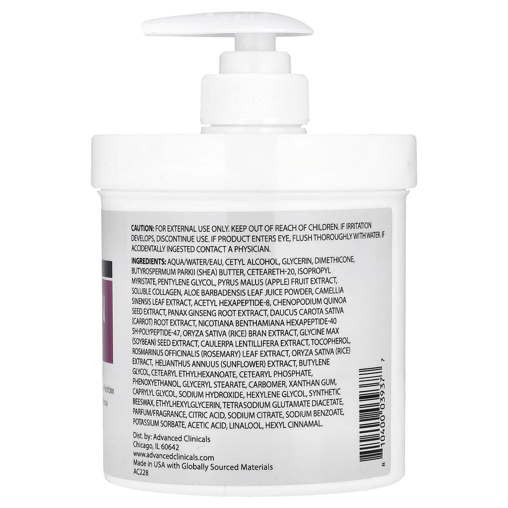 Advanced Clinicals, Collagen + Peptide Firming Body Cream , 16 oz (454 g)