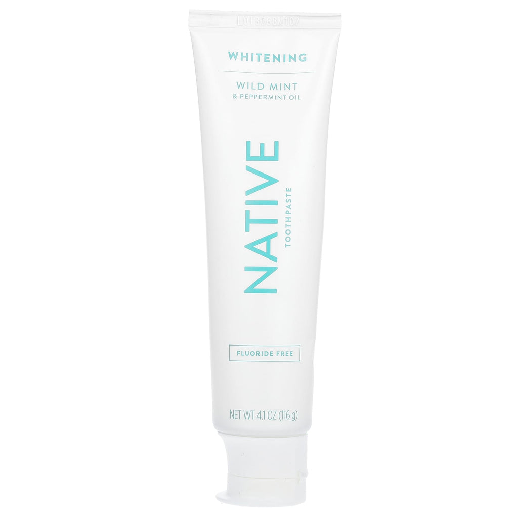 Native, Whitening Fluoride Free Toothpaste, Wild Mint & Peppermint Oil, 4.1 oz (116 g)