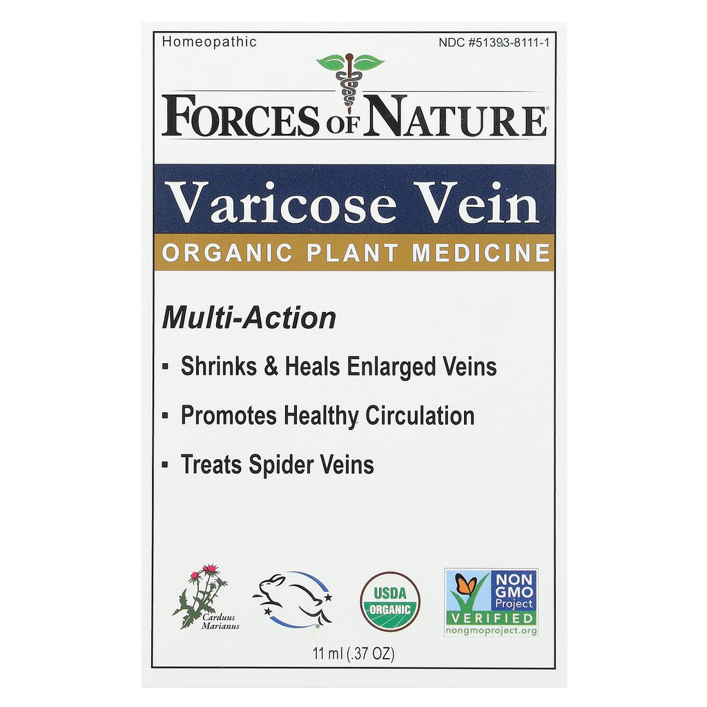 Forces of Nature, Varicose Vein, Organic Plant Medicine, 0.37 oz (11 ml)
