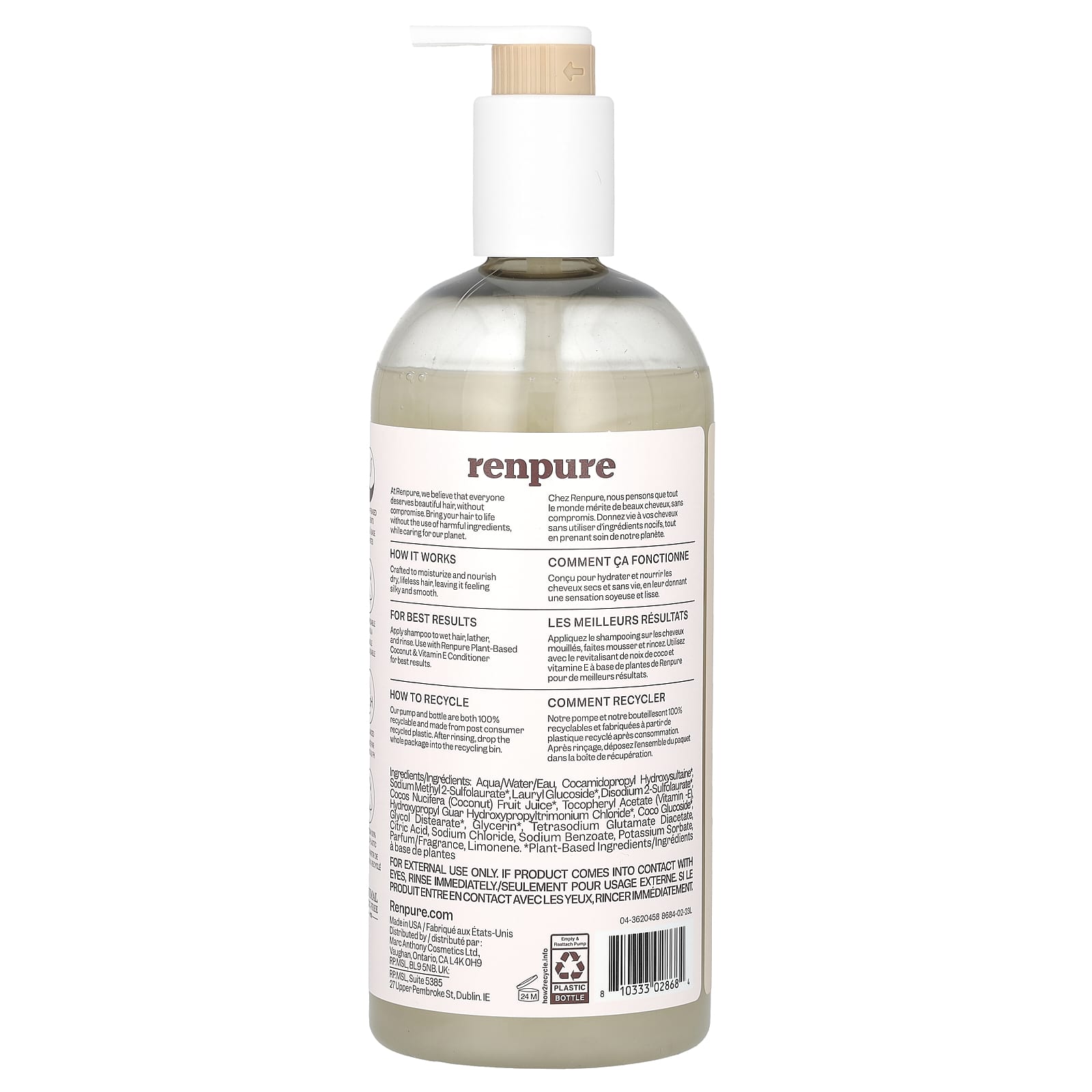 Renpure, Coconut & Vitamin E Shampoo, 24 fl oz (710 ml)