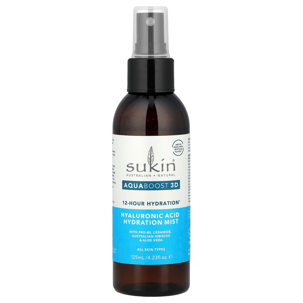 Sukin, AquaBoost 3D, Hyaluronic Acid Hydration Mist, All Skin Types, 4.23 fl oz (125 ml)