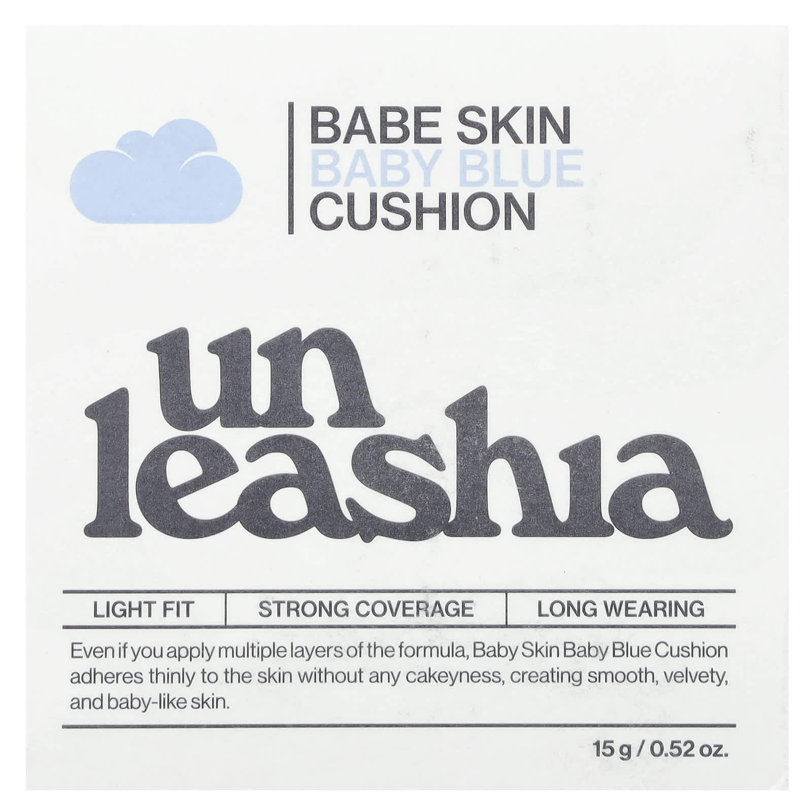 Unleashia, Babe Skin, Baby Blue Cushion, SPF40/PA++, 18N Pure, 0.52 oz (15 g)