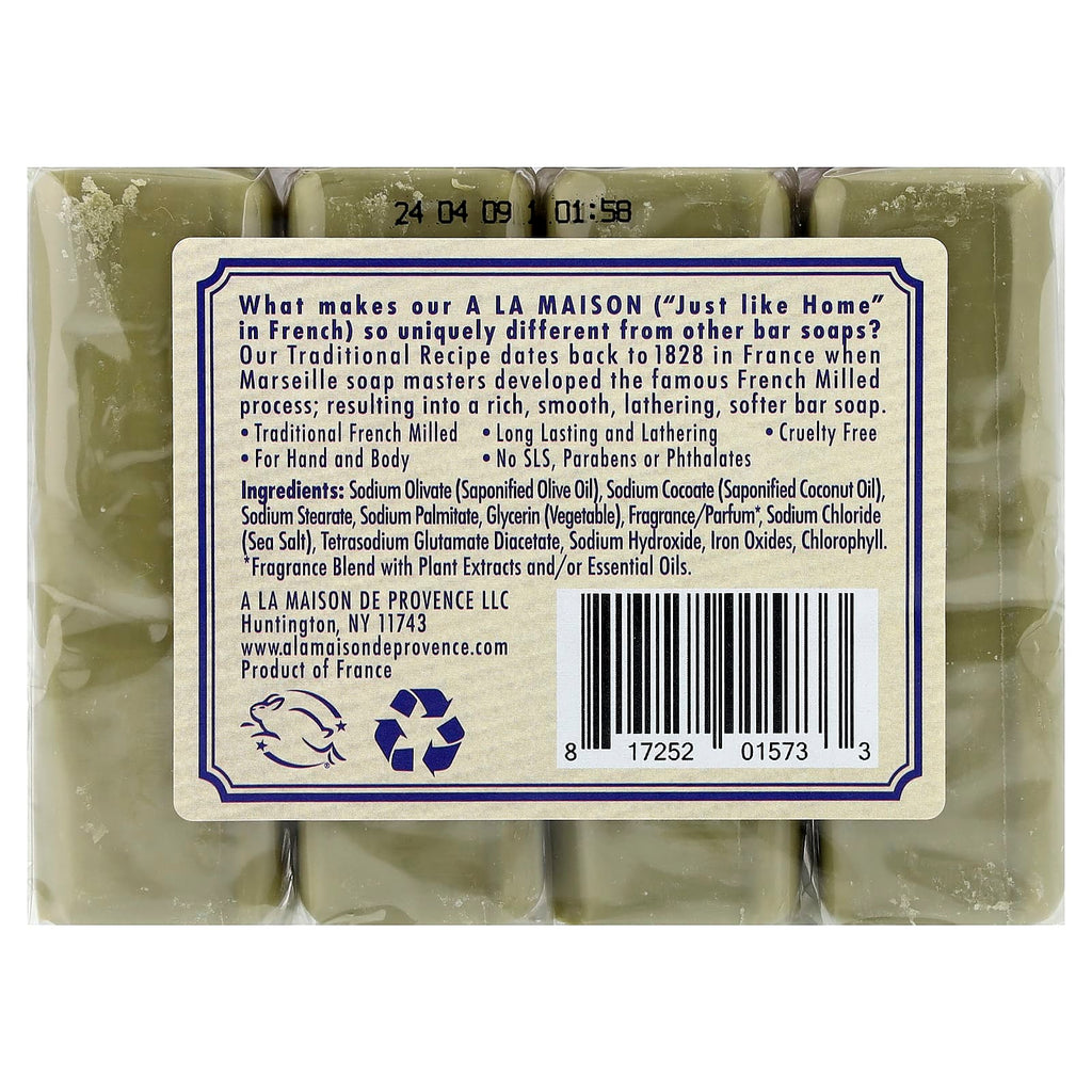 A La Maison de Provence, Hand & Body Bar Soap, Lavender Rosemary Olive Oil, 4 Bars, 3.5 oz (100 g) Each