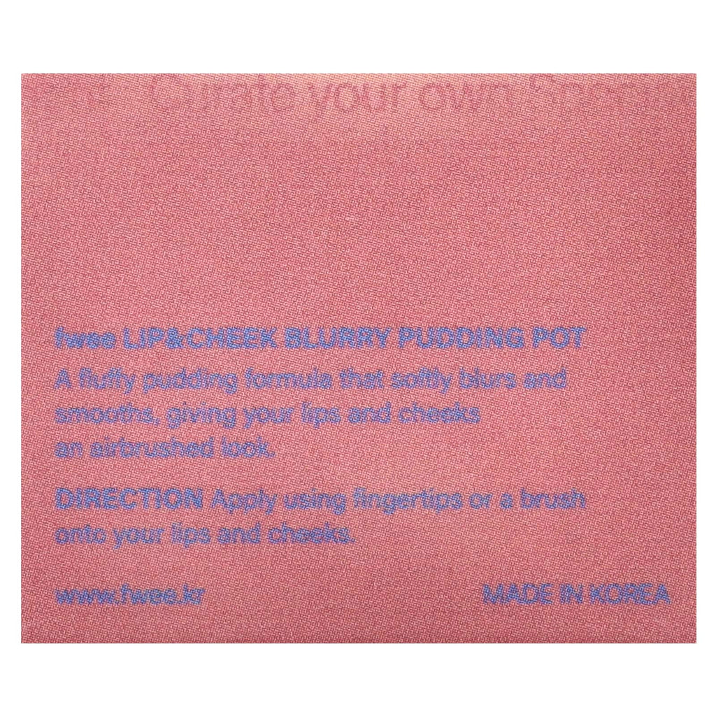 fwee, Lip & Cheek Blurry Pudding Pot, RS02 Lyrics, 0.17 oz (5 g)