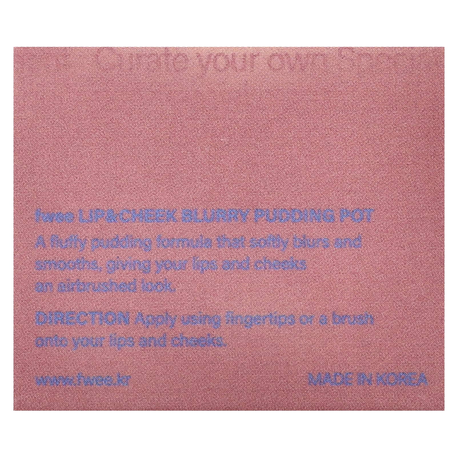 fwee, Lip & Cheek Blurry Pudding Pot, RS02 Lyrics, 0.17 oz (5 g)