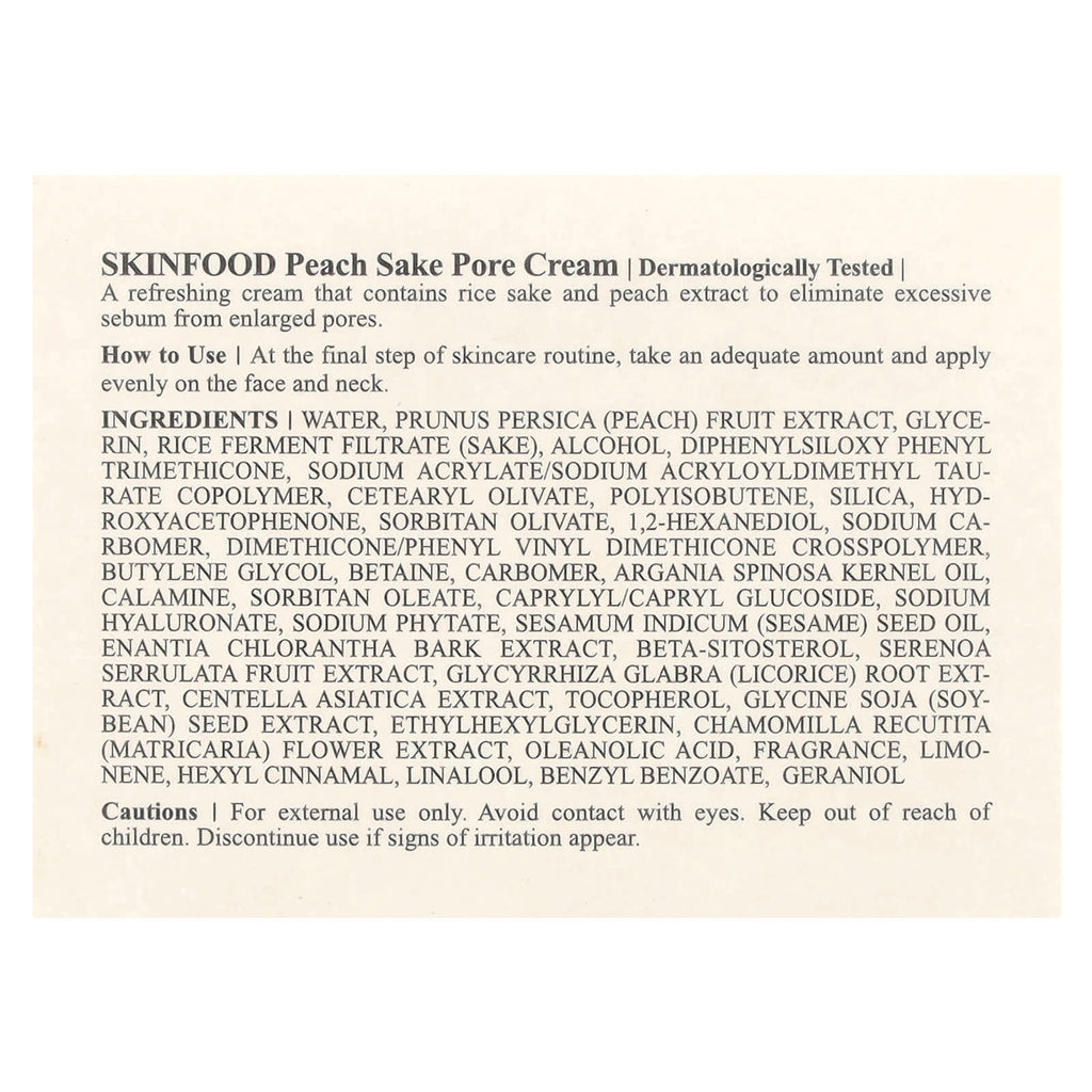 SKINFOOD, Peach Sake Pore Cream, 2.02 fl oz (60 ml)