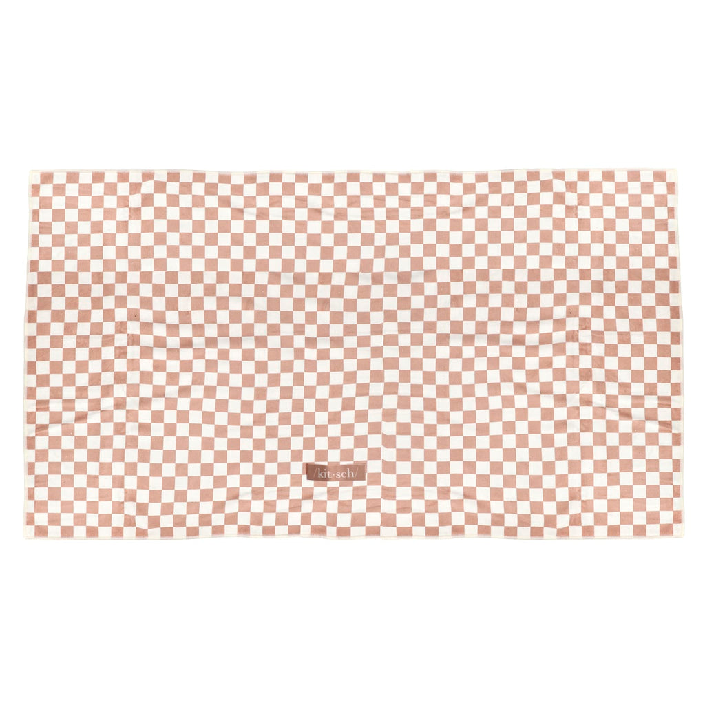 Kitsch, Quick-Dry Hair Towel Wrap, Extra Large, Terracotta Checker, 1 Wrap