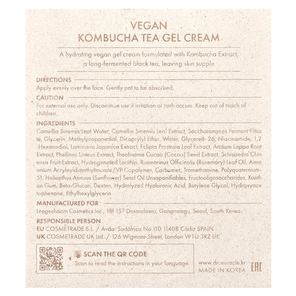 Dr. Ceuracle, Vegan Kombucha Tea Gel Cream, 2.64 oz (75 g)