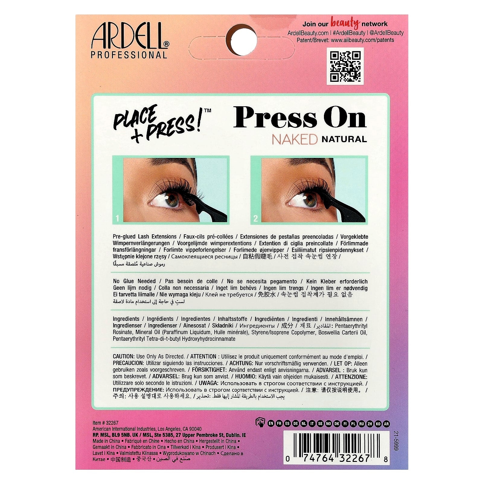 Ardell, Press On, Pre-Glued Underlash Extensions, Naked Natural, 30 Pre-Glued Clusters and Applicator