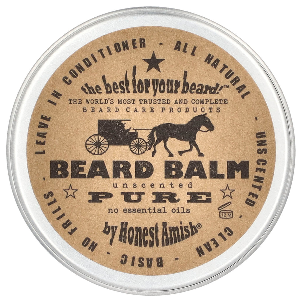Honest Amish, Pure Beard Balm, Unscented, 2 oz (60 ml)