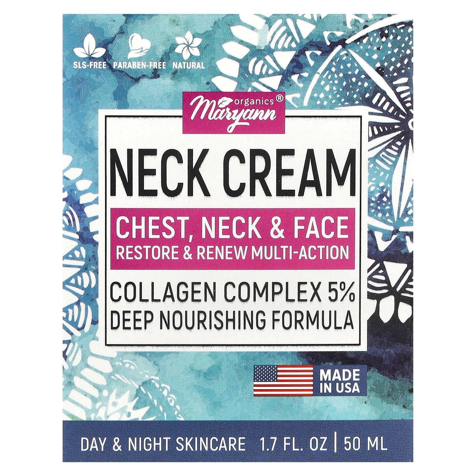 MaryAnn Organics, Neck Cream, For All Skin Types, 1.7 fl oz (50 ml)
