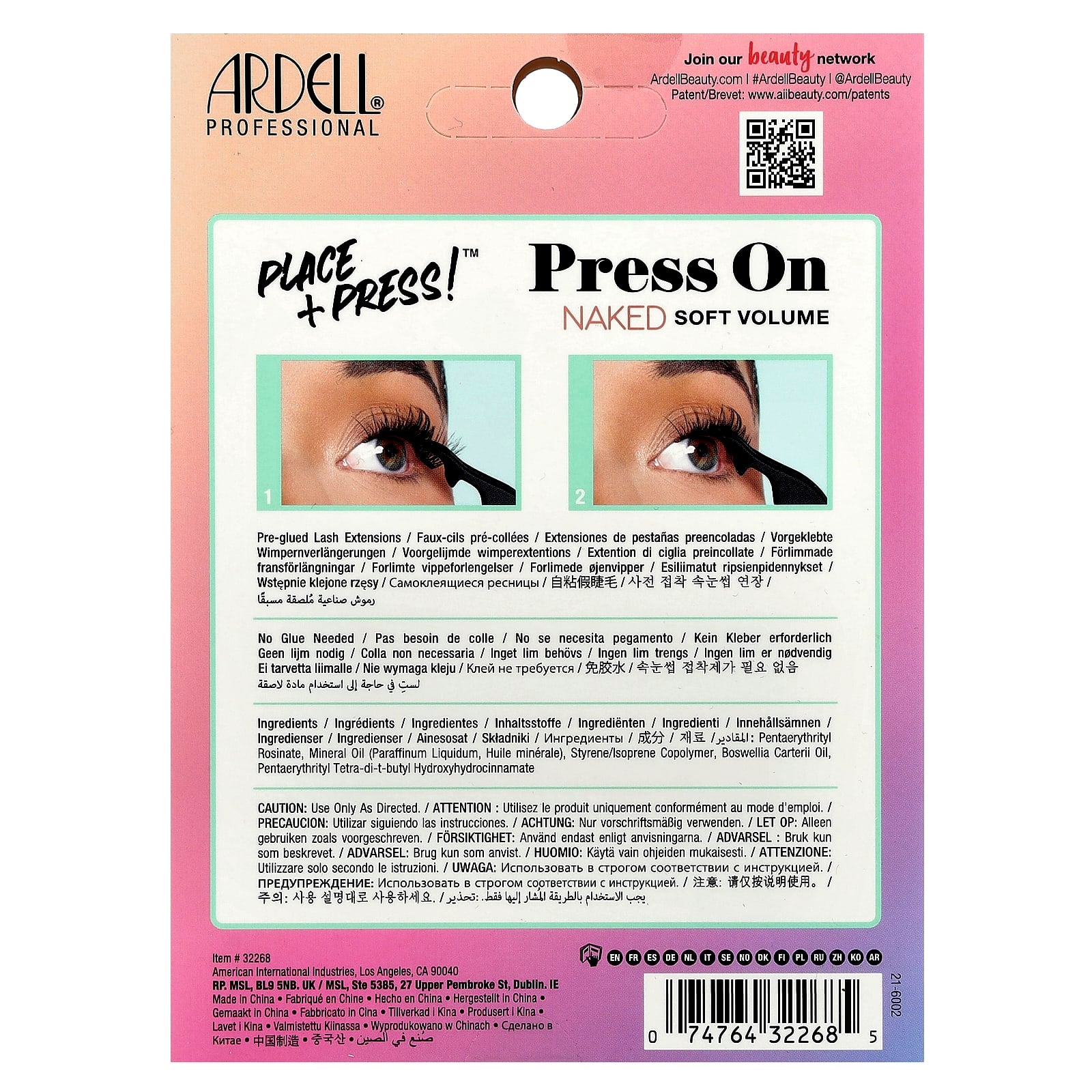 Ardell, Press On, Pre-Glued Underlash Extensions, Naked Soft Volume, 30 Pre Glued Clusters & Applicator