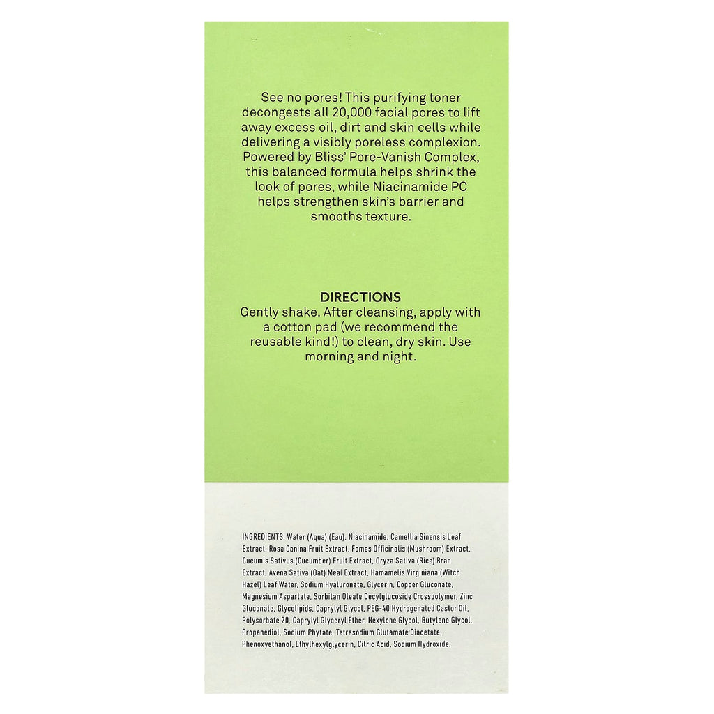 Bliss, Disappearing Act Purifying Toner with Niacinamide, 10 fl oz (295 ml)