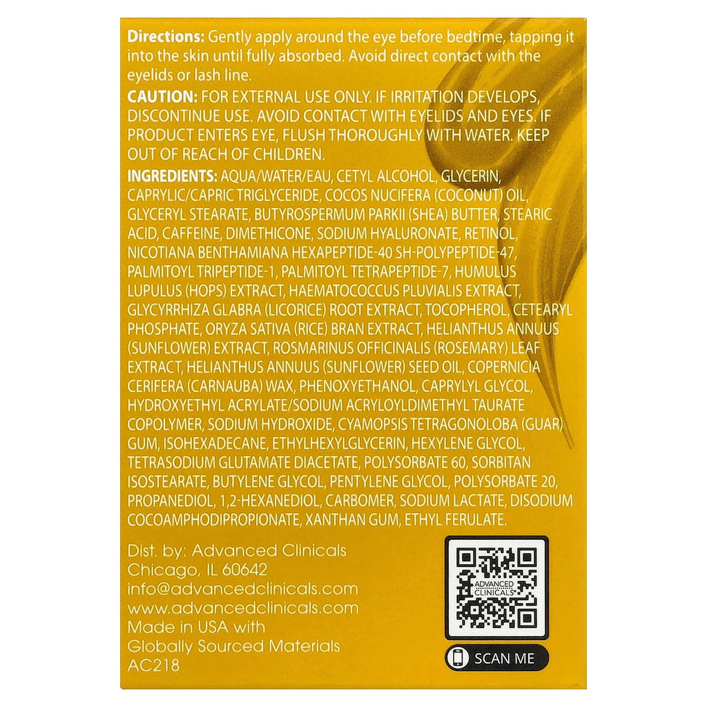 Advanced Clinicals, Firming Retinol + Peptide Eye Cream, 1 fl oz (30 ml)