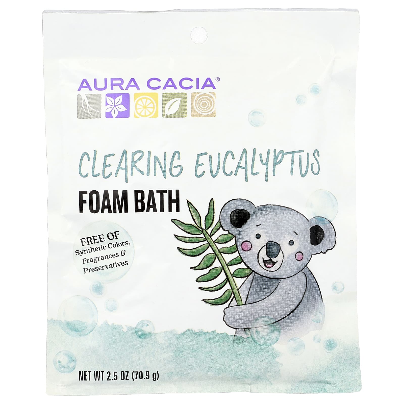 Aura Cacia, Foam Bath, Clearing Eucalyptus, 2.5 oz (70.9 g)
