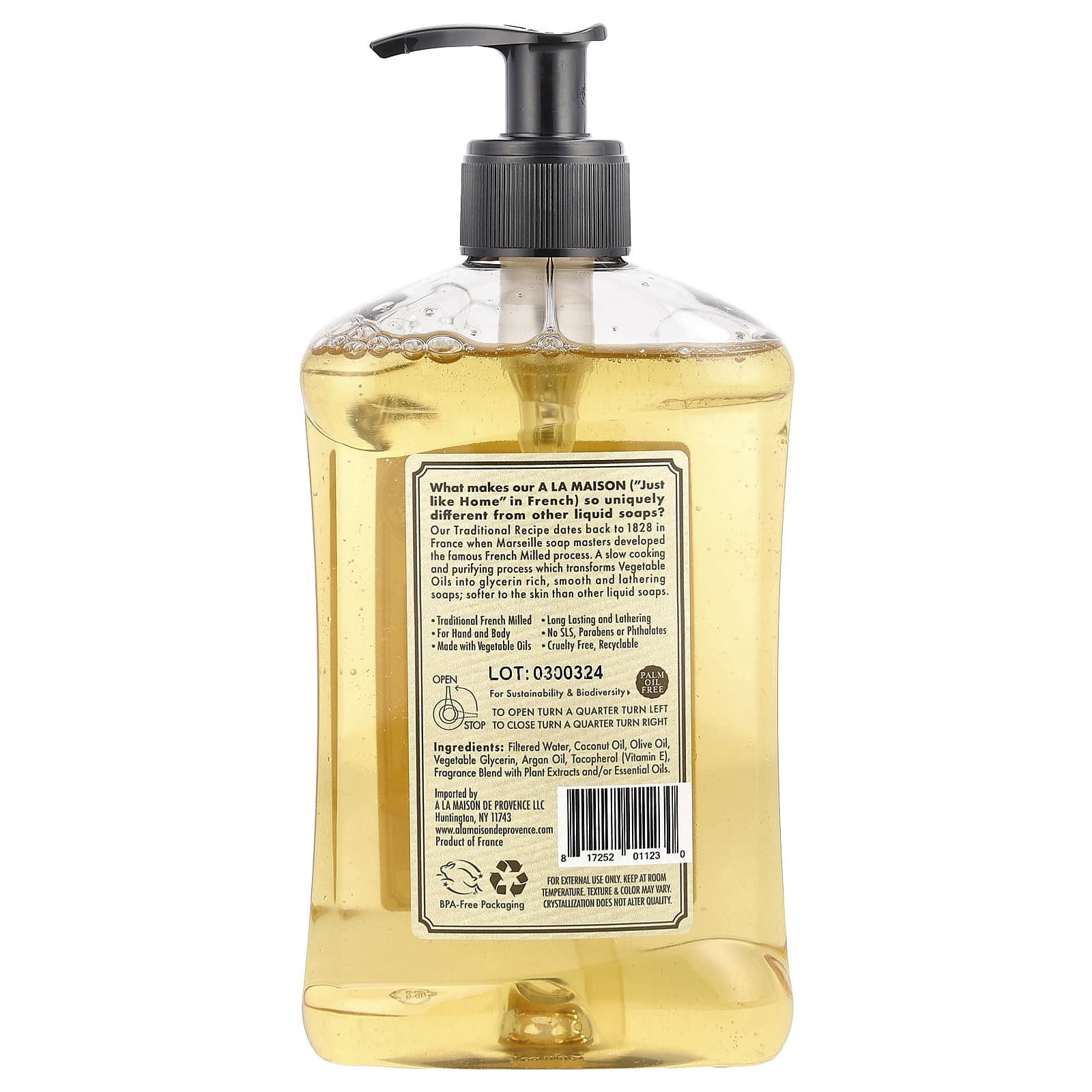 A La Maison de Provence, Liquid Soap For Hand & Body, Sweet Almond, 16.9 fl oz (500 ml)