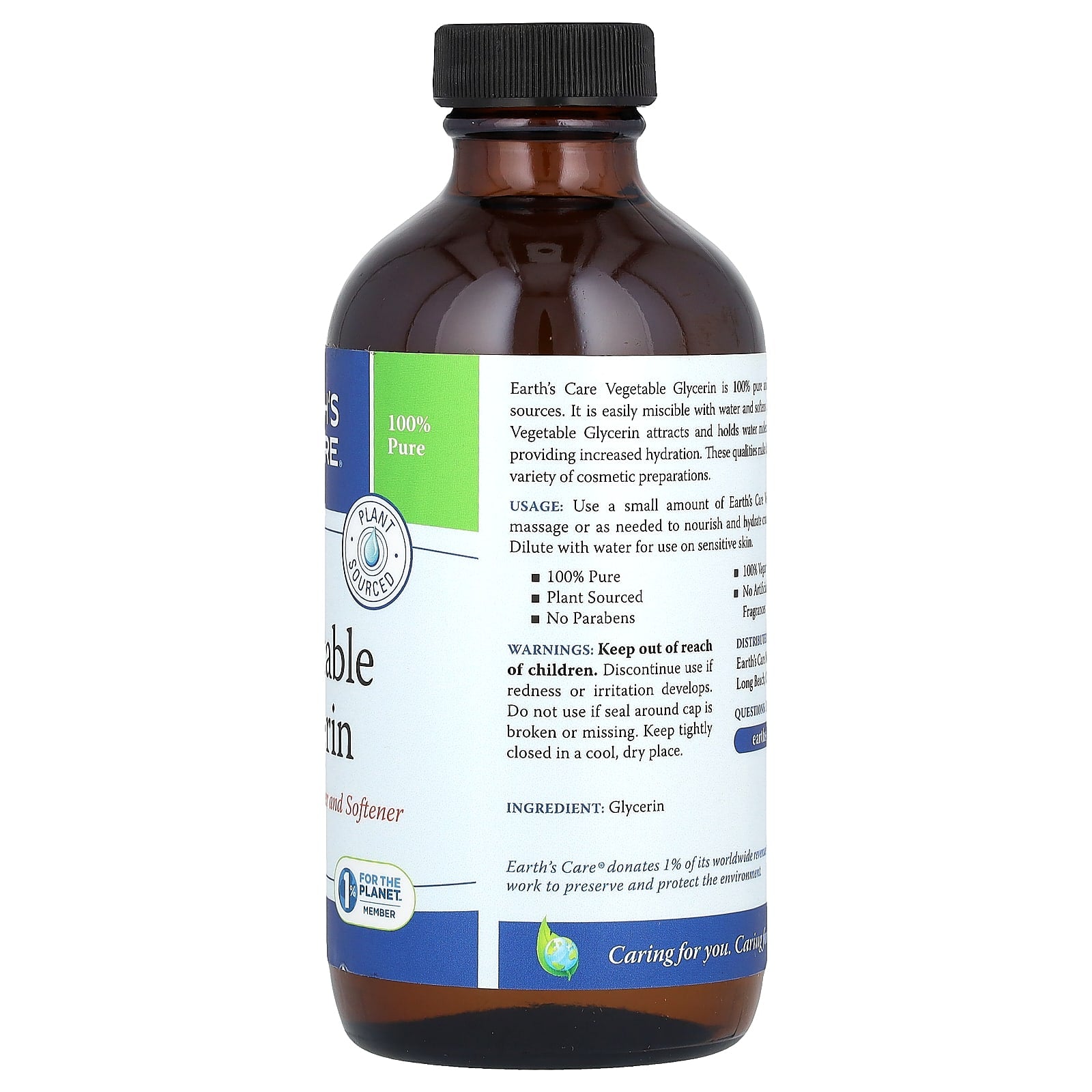 Earth's Care, 100% Pure Vegetable Glycerin, 8 fl oz (236 ml)