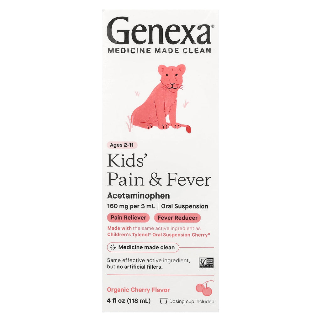 Genexa, Kids' Pain & Fever, Ages 2-11, Organic Cherry, 4 fl oz (118 ml)