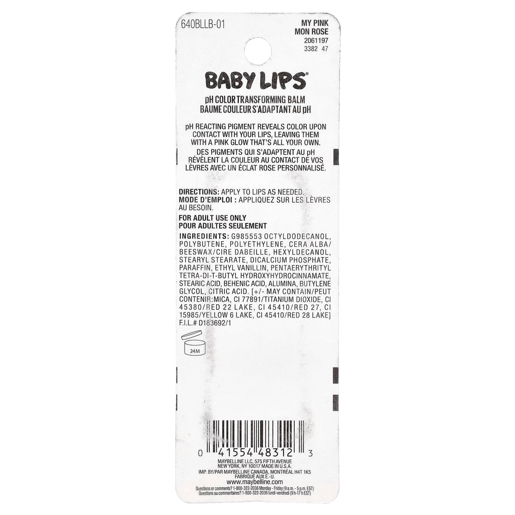 Maybelline, Baby Lips®, Glow Balm, 01 My Pink, 0.13 oz (3.9 g)