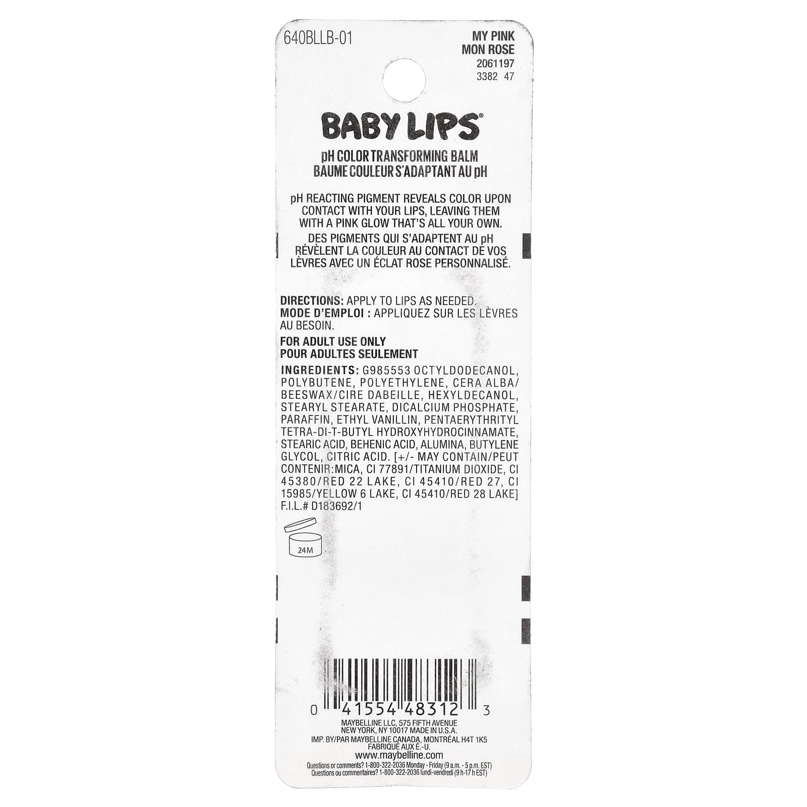 Maybelline, Baby Lips®, Glow Balm, 01 My Pink, 0.13 oz (3.9 g)