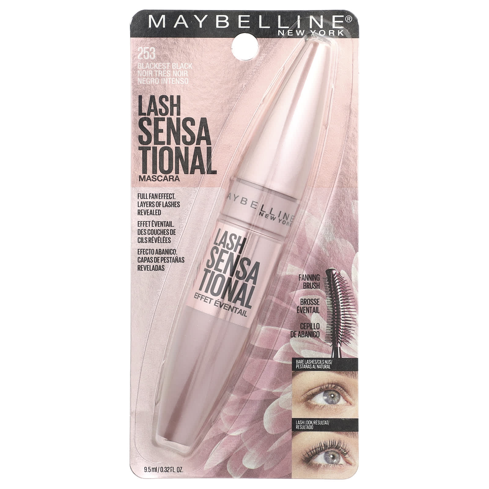 Maybelline, Lash Sensational Mascara, 253 Blackest Black, 0.32 fl oz (9.5 ml)
