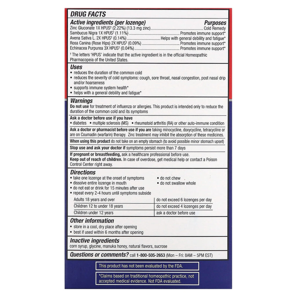 Cold Eeze, Cold Remedy, Homeopathic Plus Defense, Natural Manuka Honey Lemon, 25 Lozenges