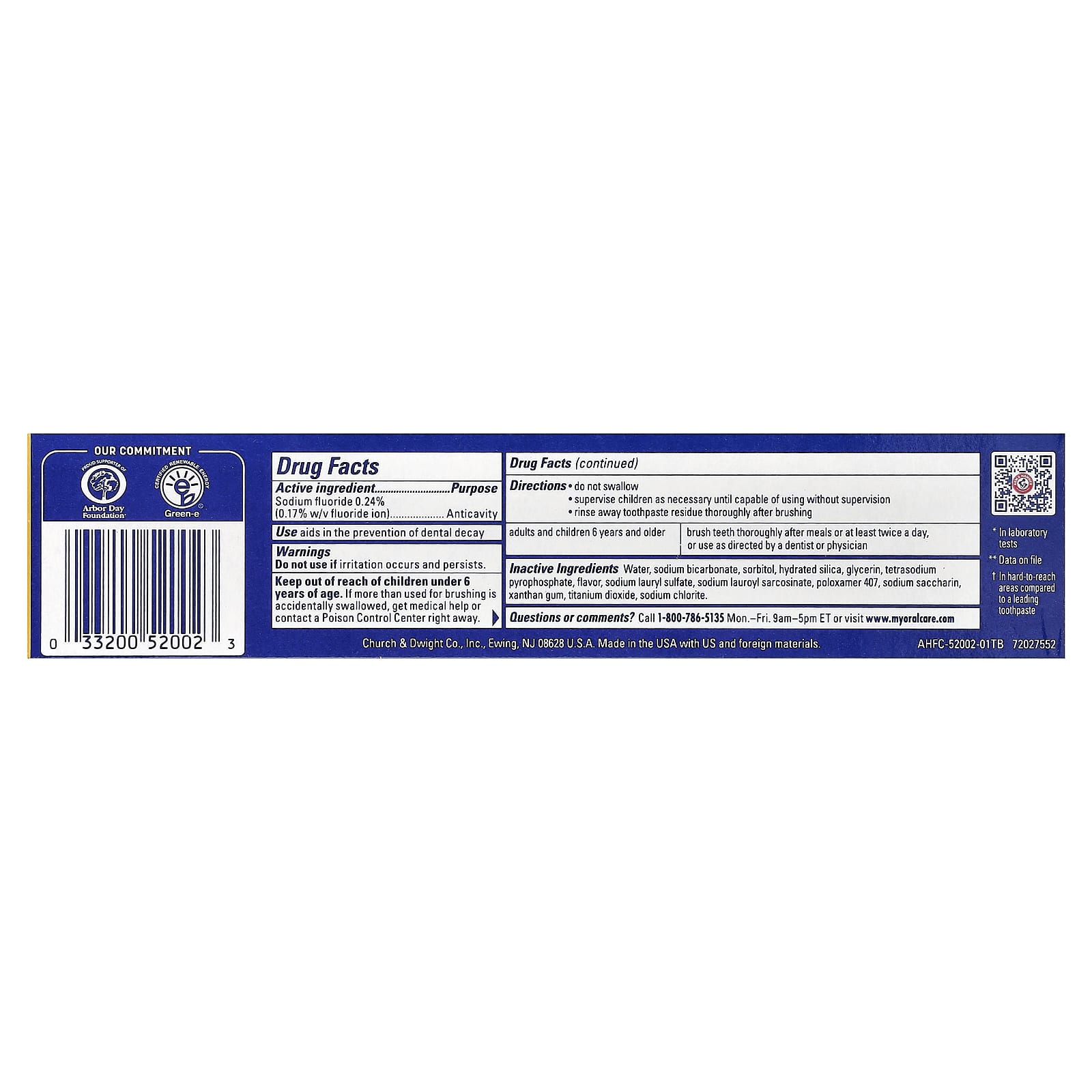 Arm & Hammer, TheraBreath™ Breath Fresheners, Anticavity Fluoride Toothpaste, Whitening, Invigorating Icy Mint, 5.5 oz (156 g)