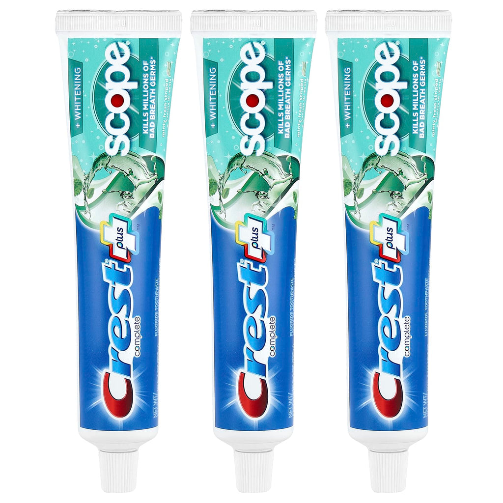 Crest, Complete Plus™, Scope® + Whitening, Fluoride Toothpaste, Minty Fresh Striped , 3 Pack, 5.4 oz (153 g) Each