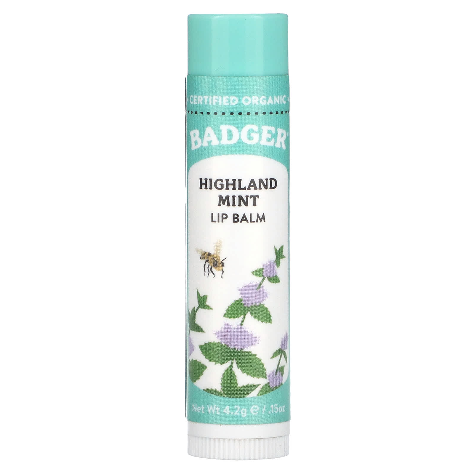 Badger, Lip Balm, Highland Mint, 0.15 oz (4.2 g)