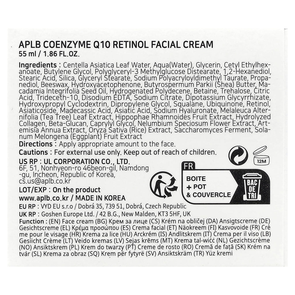 APLB, Coenzyme Q10 Retinol Facial Cream, 1.86 fl oz (55 ml)