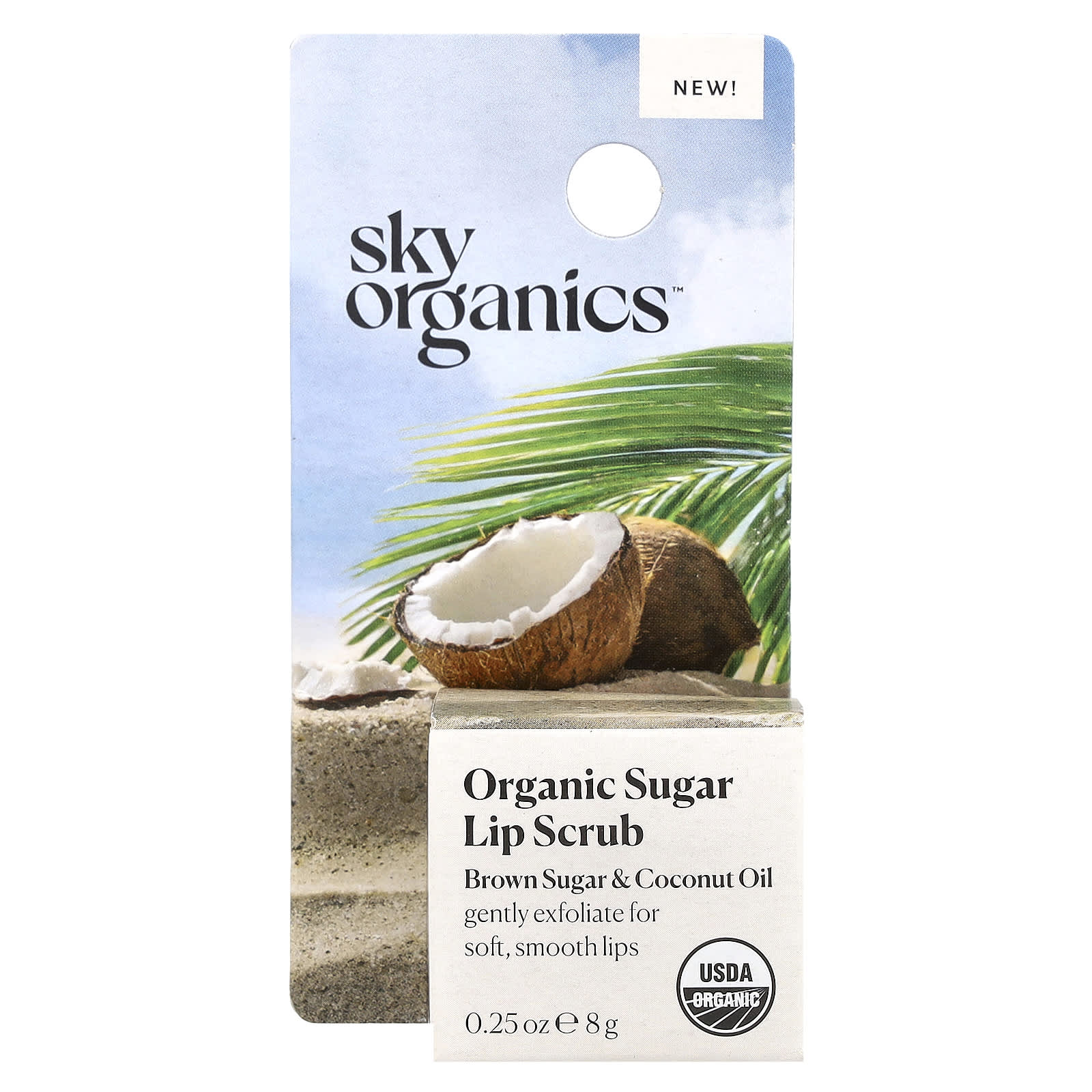 Sky Organics, Organic Sugar Lip Scrub, Brown Sugar & Coconut Oil, 0.25 oz (8 g)
